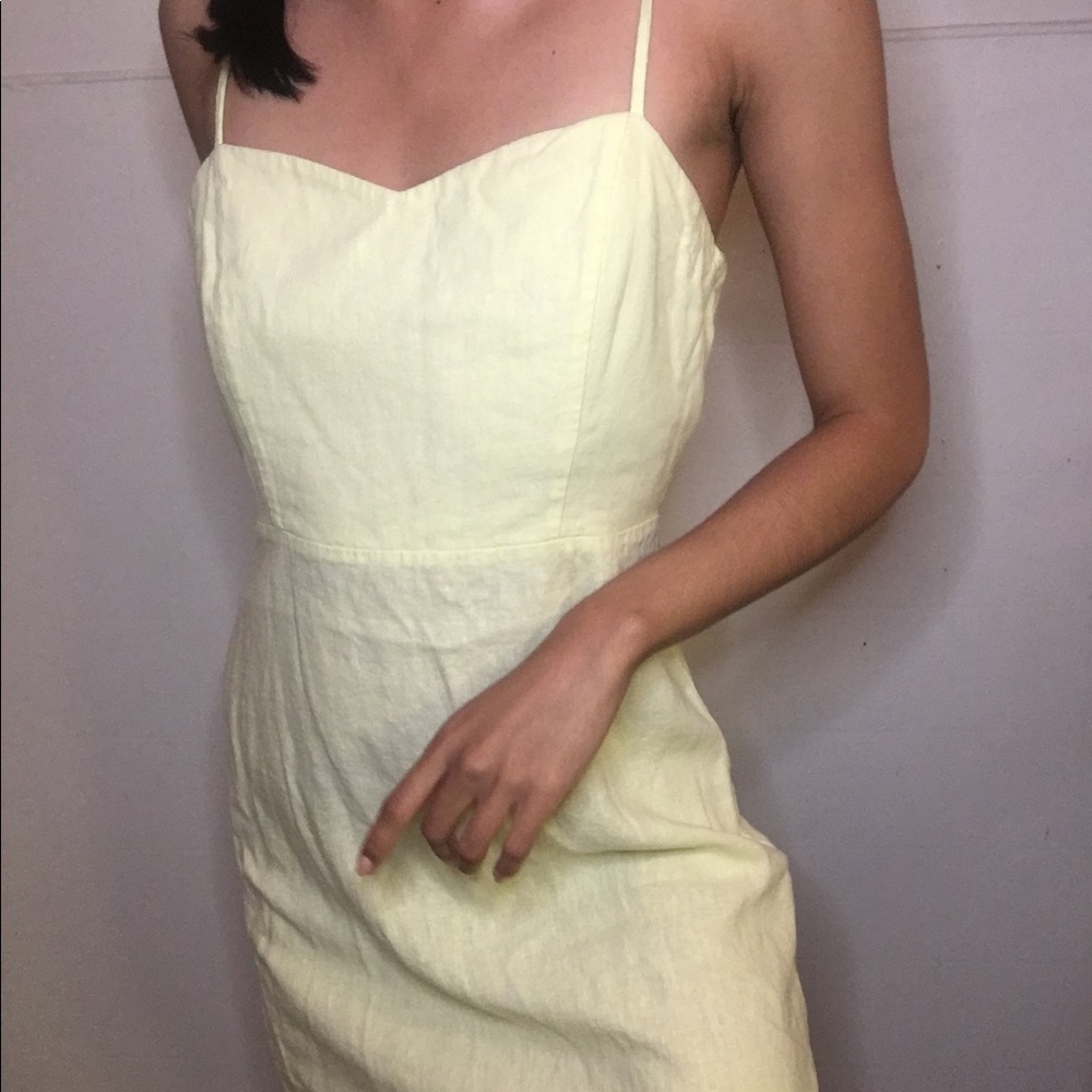 Pastel yellow striped mini dress